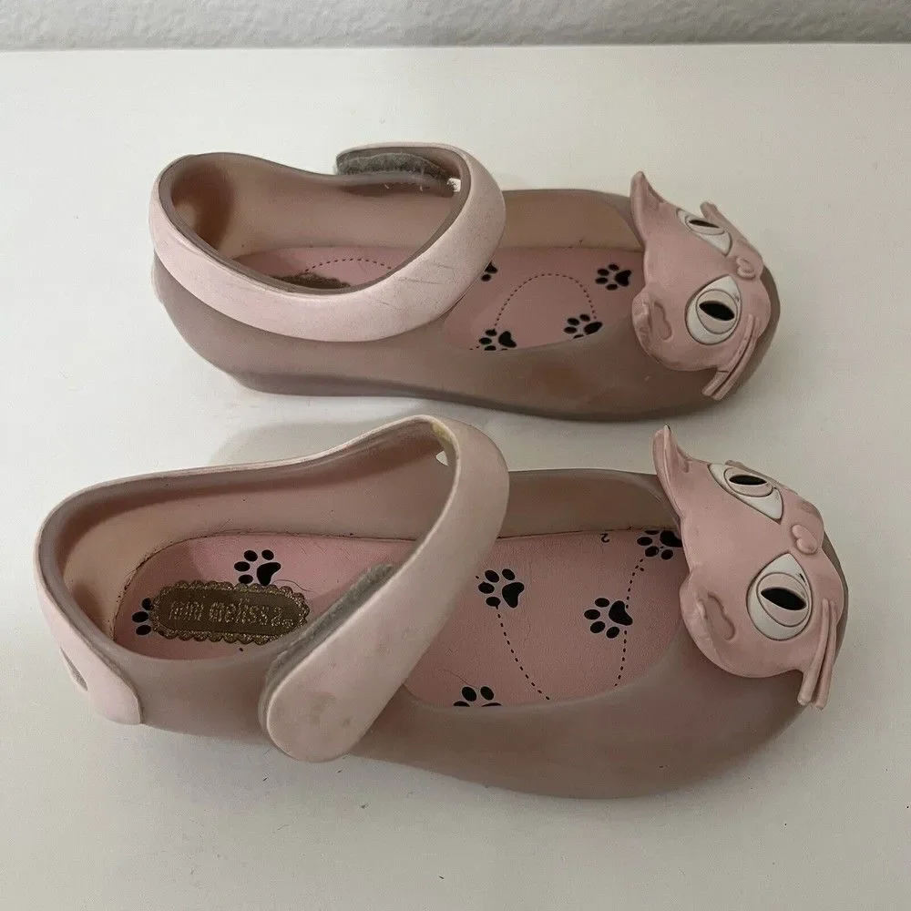Mini Melissa Ultragirl II Pink Cat Mary Jane Flats Shoes Toddler Girls Size 8